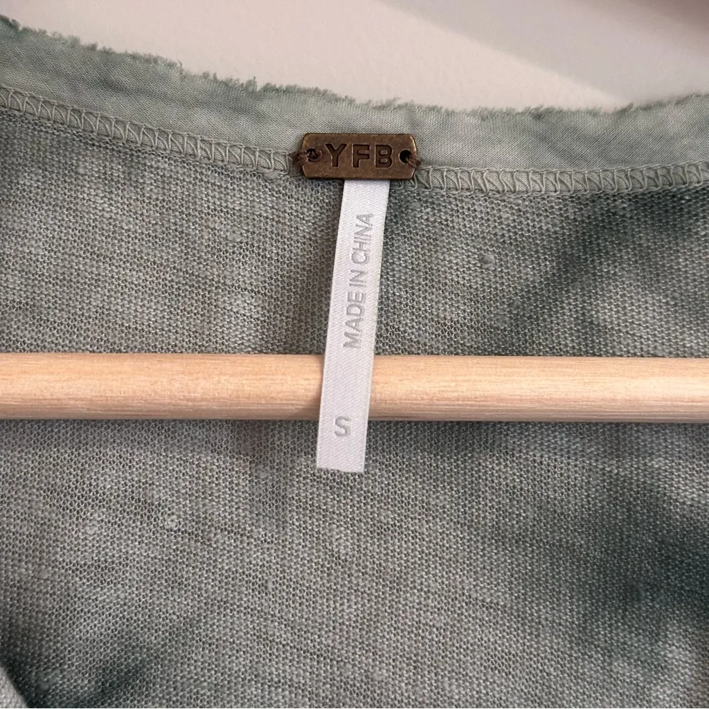 Young Fabulous Broke Green Linen Tie Dye Top Size Small‎ - Image 3