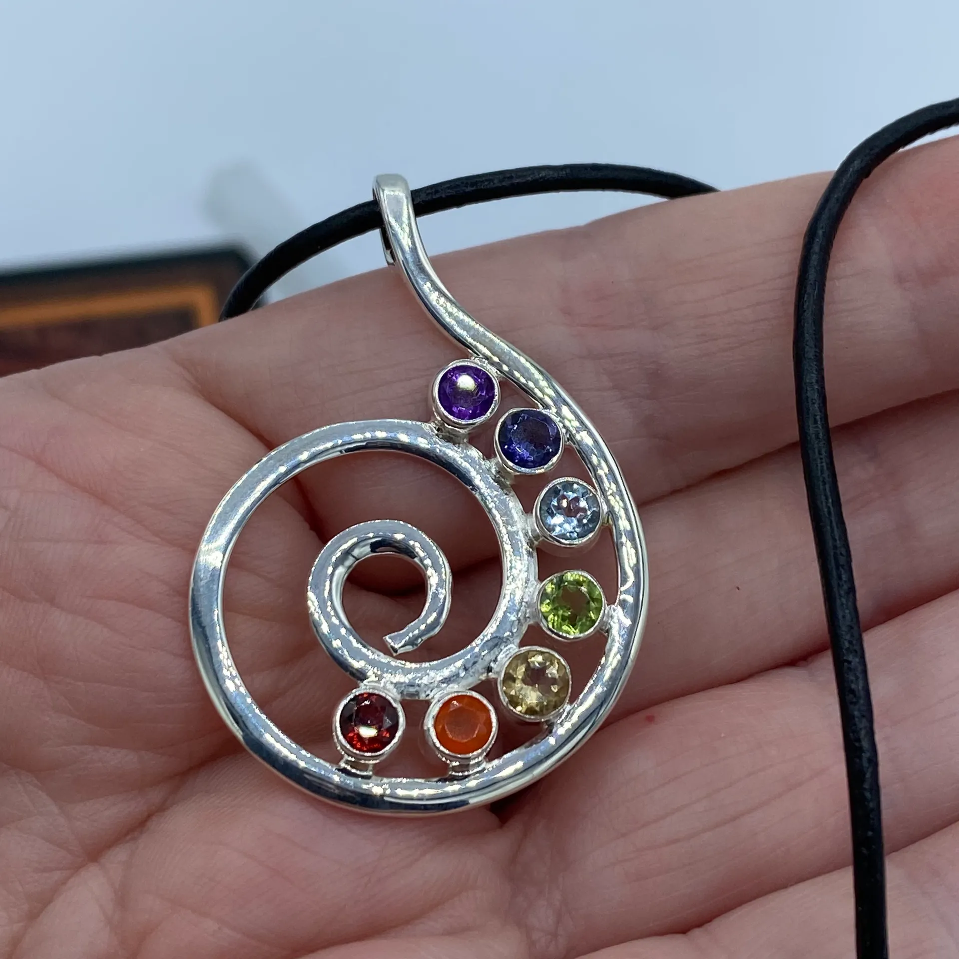 Sterling Silver Spiral Of Life Chakra Pendant Necklace - Image 4