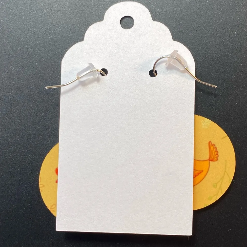 Chicken Yellow Round Dangle Pierced Earrings - Image 2