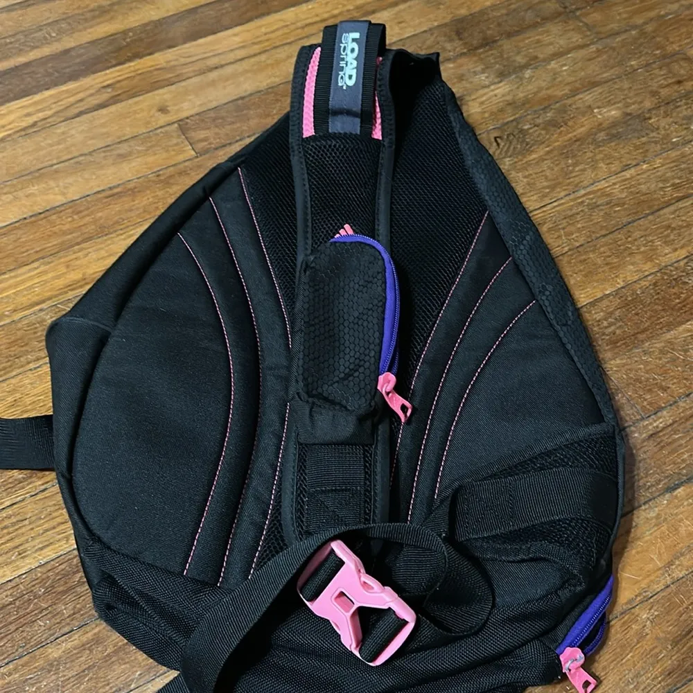 Adidas Black Sling Backpack with Pink Accents - Image 7