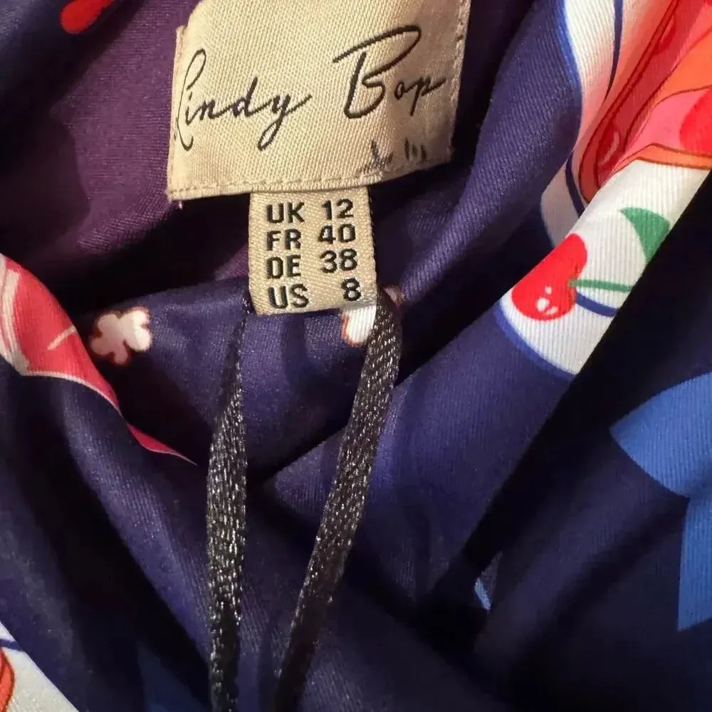 Lindy Bop US 8 Diner print Pin up Dress Rockabilly 50's Blue - Image 5