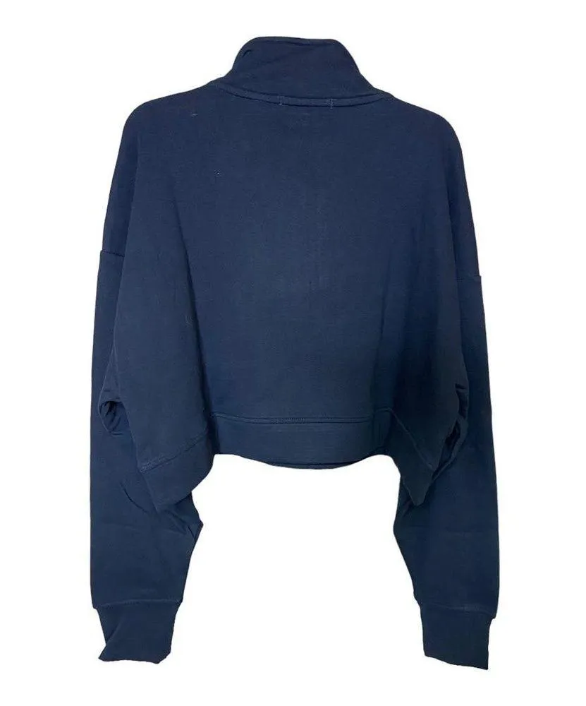 NWT We Wore What Cropped Half Zip Pullover Sweatshirt SMALL Dress Blue Casual - Image 4