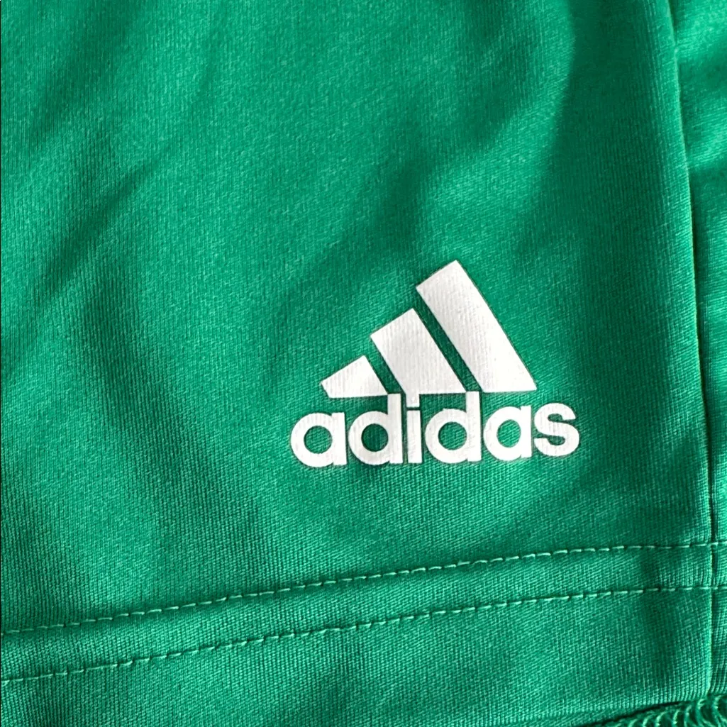 Adidas Women's Athletic Green Shorts. Stripes on the side. Areoready. Size S - Image 2