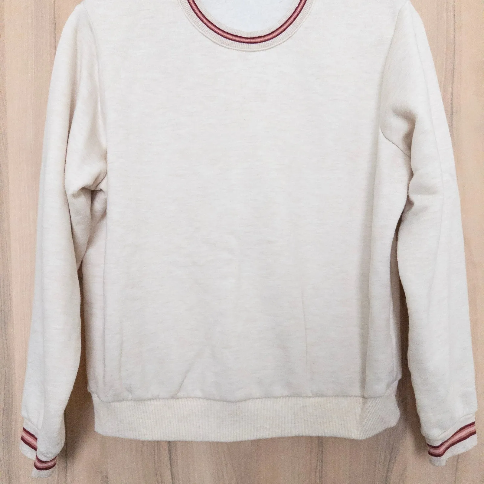 Marine Layer Womens Sweatshirt Size L Cream Crewneck Cozy Preppy Minimalist - Image 3