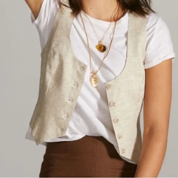 Anthropologie Sunday in Brooklyn Tan Scoop Neck Vest - Image 9