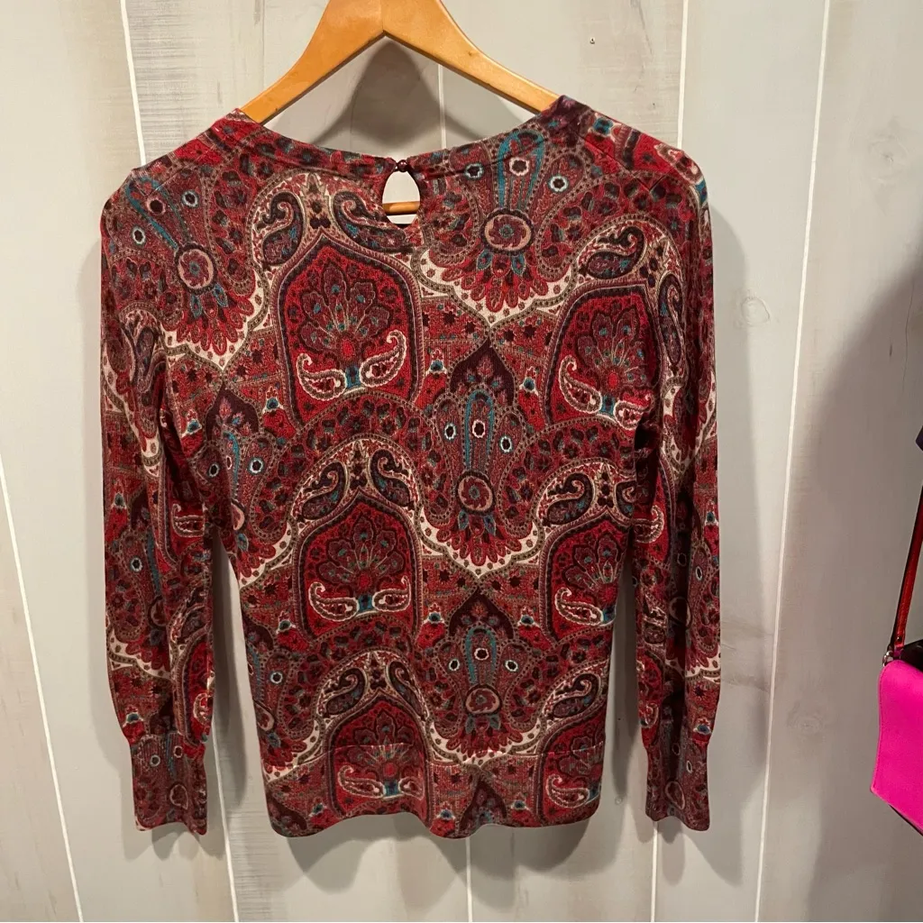 Sweet kashmiri nights paisley boho marino wool crew neck lightweight sweater - Image 7