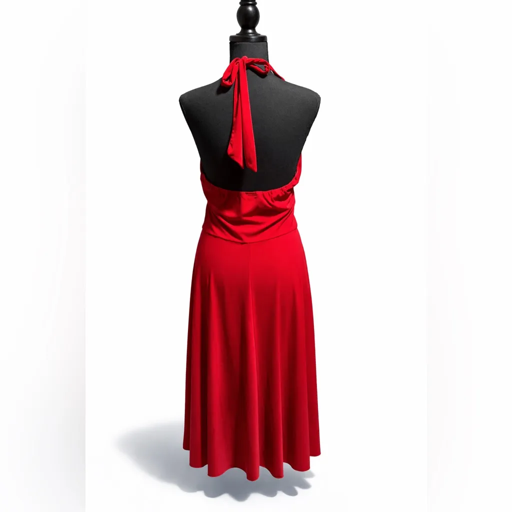 Sylvie & Madō Red Halter Midi Dress L Made in USA Size L - Image 2