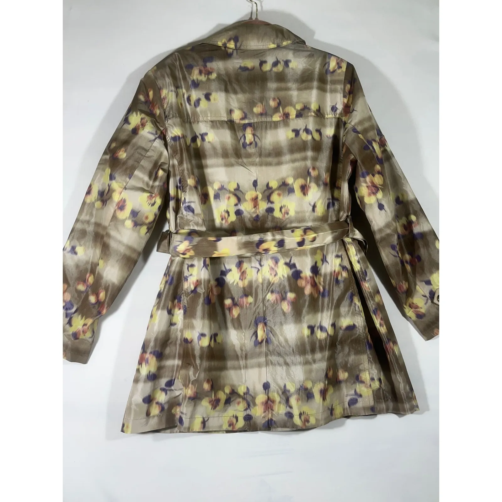 Coldwater Creek Floral Print Trench Coat Women Lightweight Belted Outerwear XL - Image 2