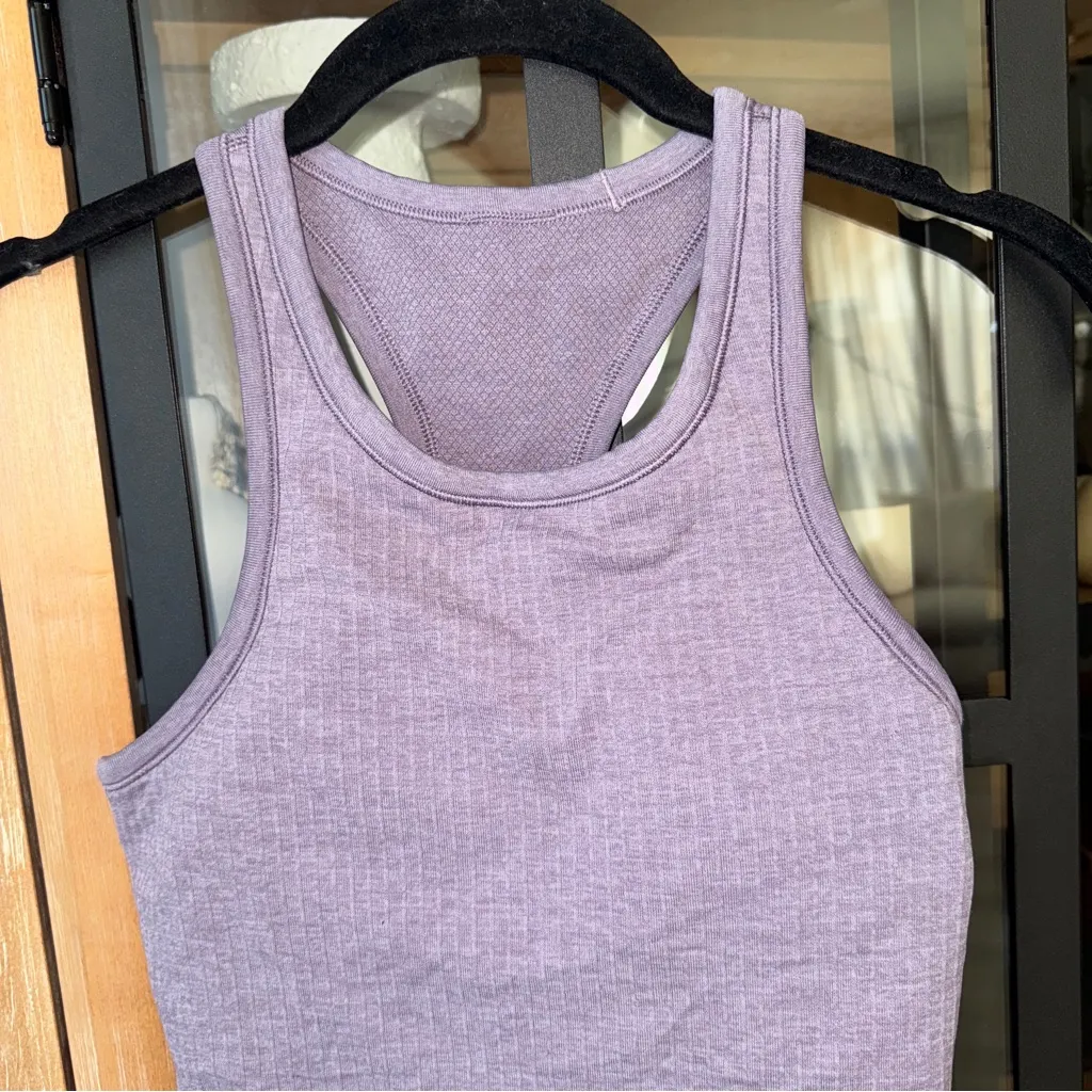 Lululemon Ebb to Street Cropped Racerback Tank Top Purple Ash ribbed sports bra - Image 6
