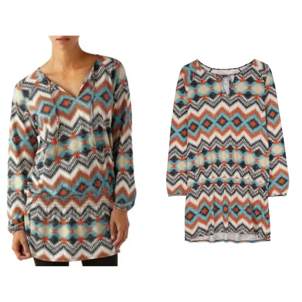 Patagonia Kamala Drop Waist Tunic Top Long Sleeve Timber Twist Texture Size XS - Image 2