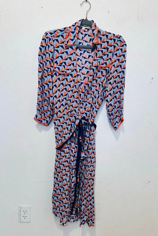 DOANE VON FURSTENBERG Women's Multicolored Geometric Print Ana Wrap Dress Size 8 - Image 5