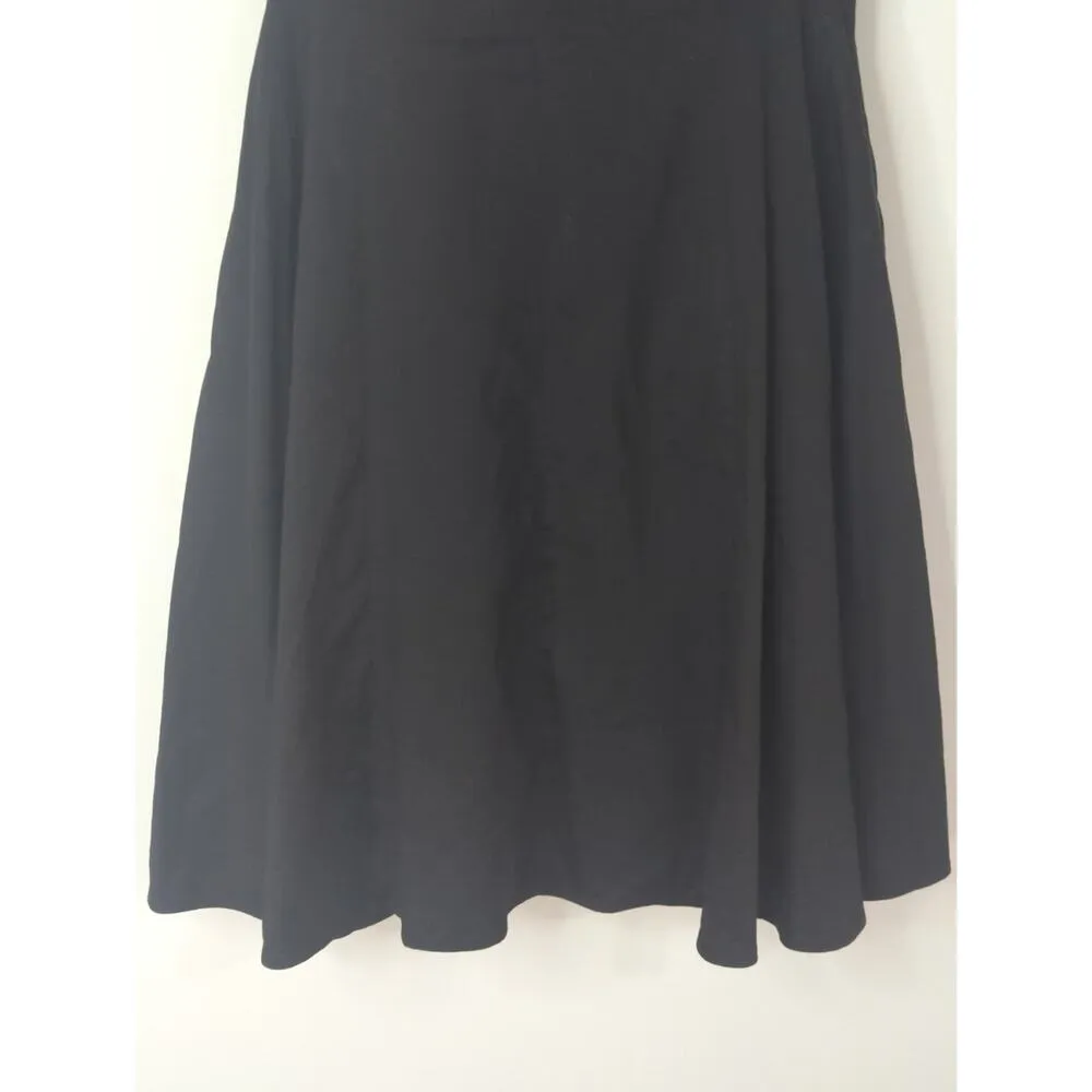 Theory Black V-Neck Sleeveless Linen Blend Narida Crunch Mini Flare Dress Size 6 - Image 4