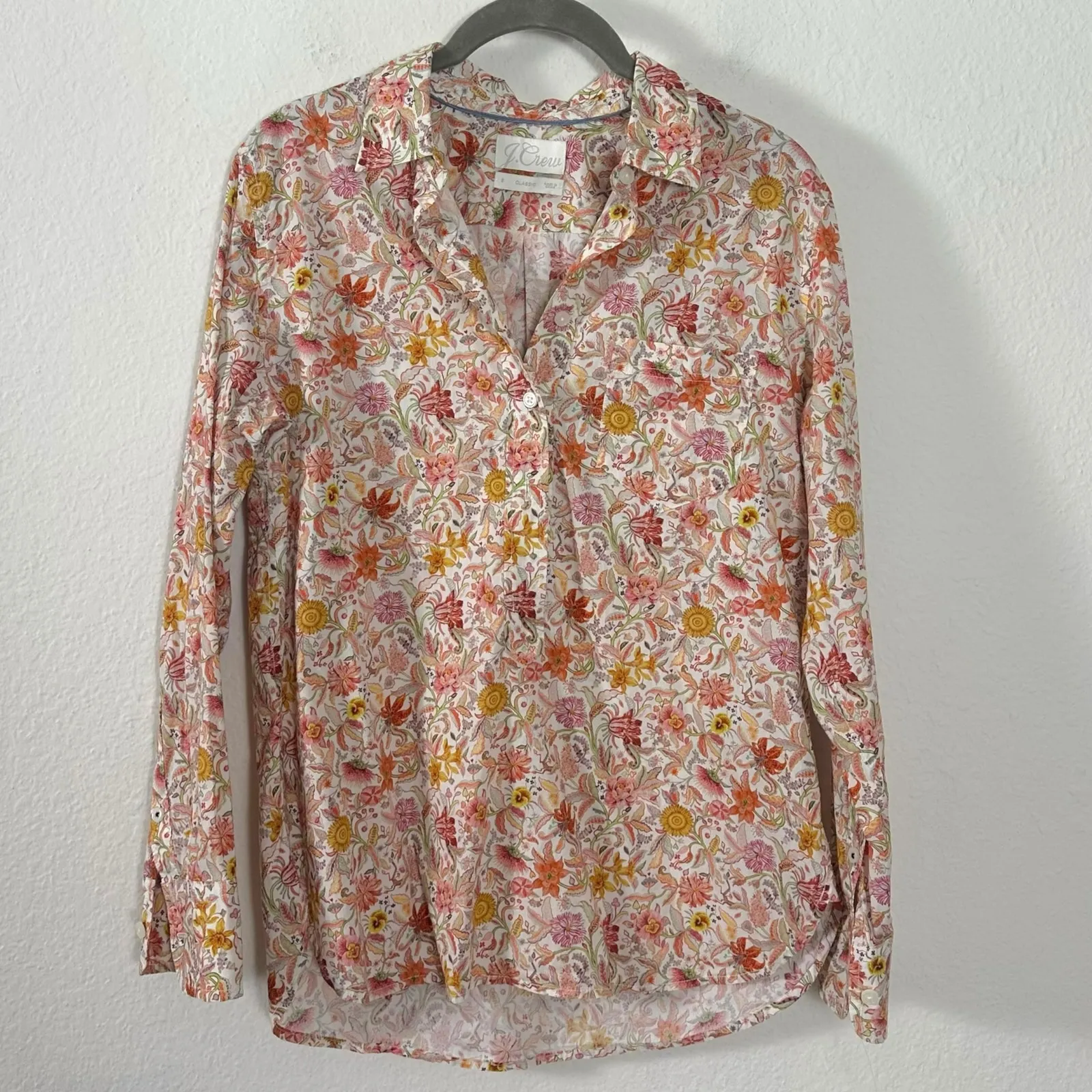 J.Crew Liberty of London Ditsy Floral Popover Top 6 Cottage Fall Orange Cream - Image 5