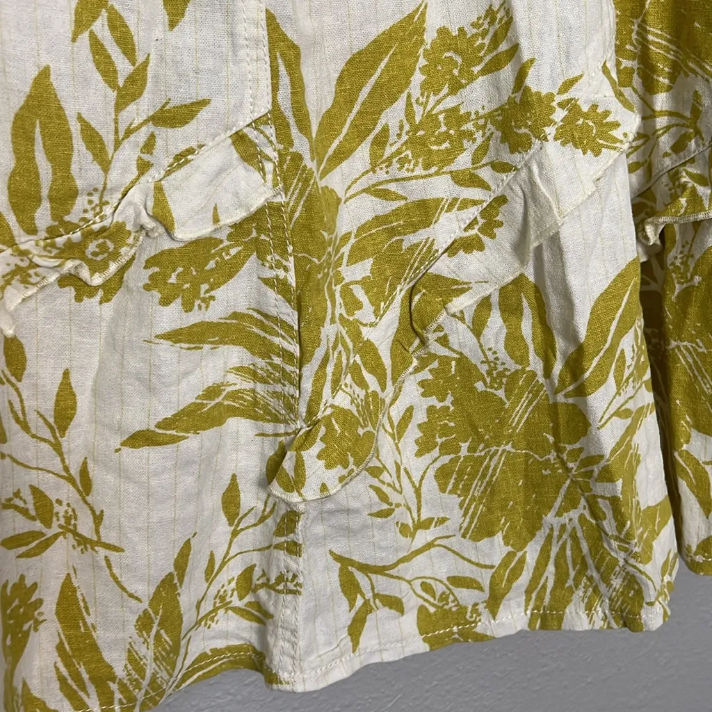Marks & Spencer Floral Linen Midi Skirt Size UK 16 = 12 Yellow - Image 8