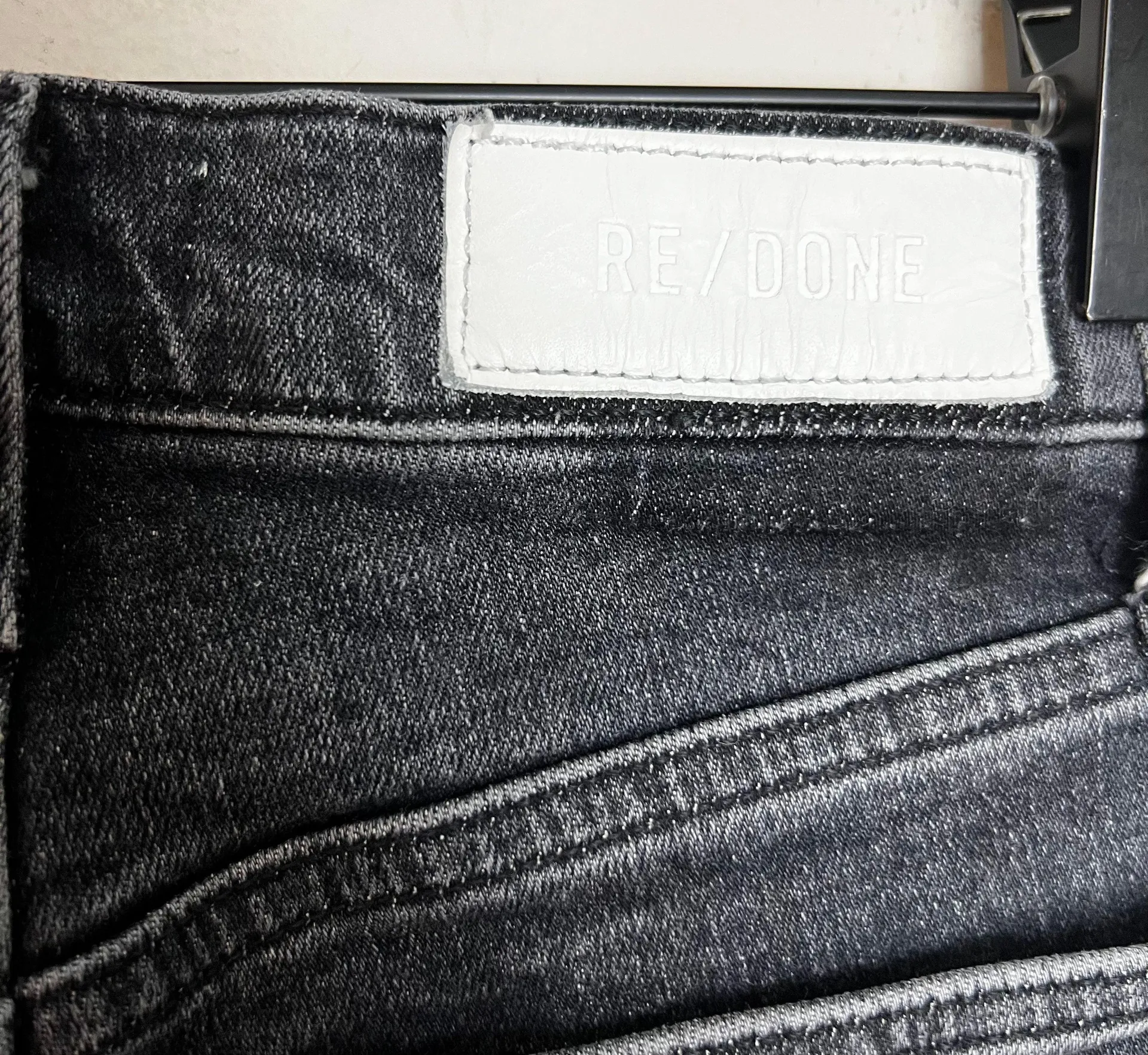 - Originals 70's Stove Pipe in Stoned Noir Raw Hem Black Denim Jeans - Image 8