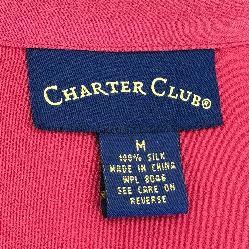Charter Club | Medium | 100% Silk Pink Heavyweight Oversized Button Down Shirt - Image 2