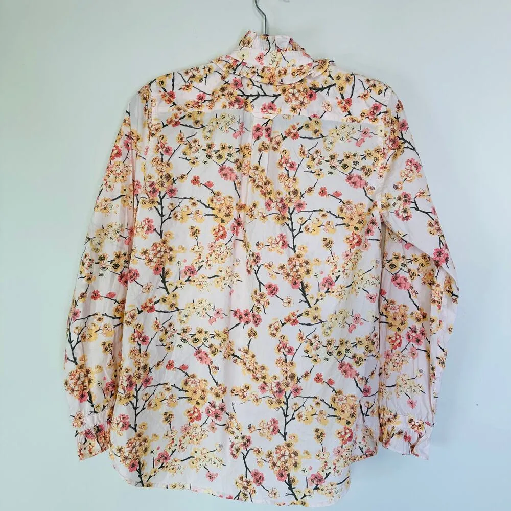 J.Crew Classic-fit ruffleneck shirt in cherry blossoms #BB244 - Image 7