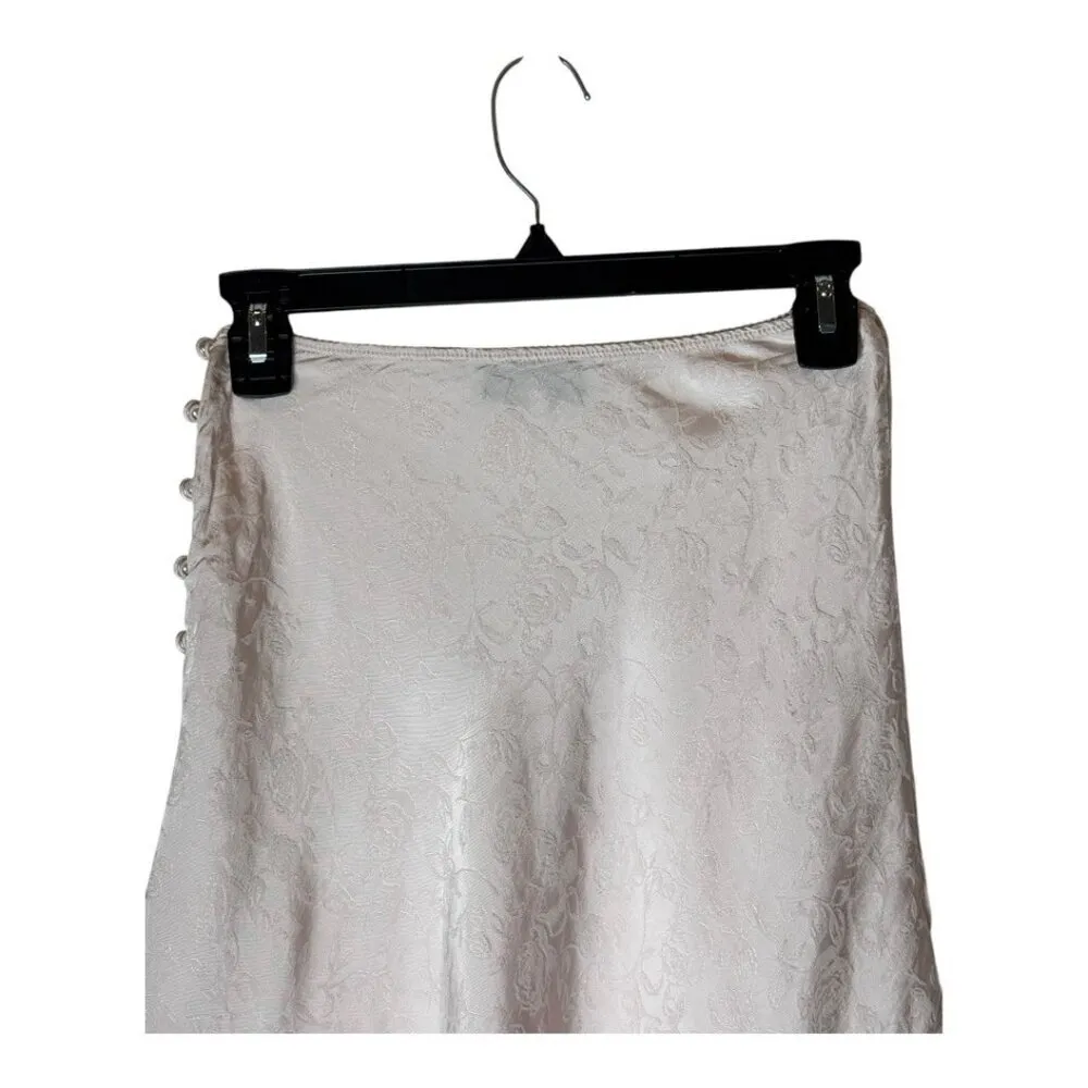 L'Academie‎ Skirt Women XS Primrose Pink Satin Floral The Elsa Button Mini Slip - Image 6
