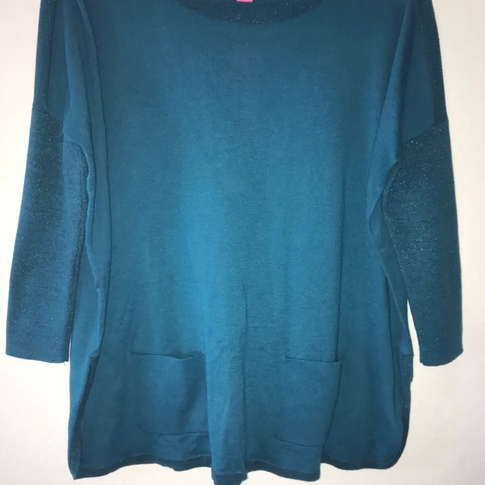 Lilly Pulitzer Cobo Sweater Inky Tidal/Teal Sz S NWT Metallic Sparkle Oversized - Image 5