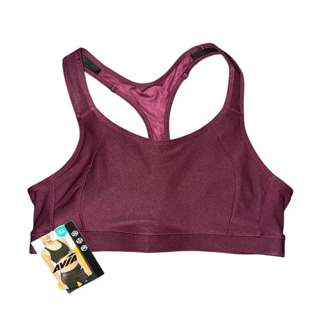 NWT Avia High Support Sports Bra Cushioned Straps Burgundy Women’s XL - Image 3