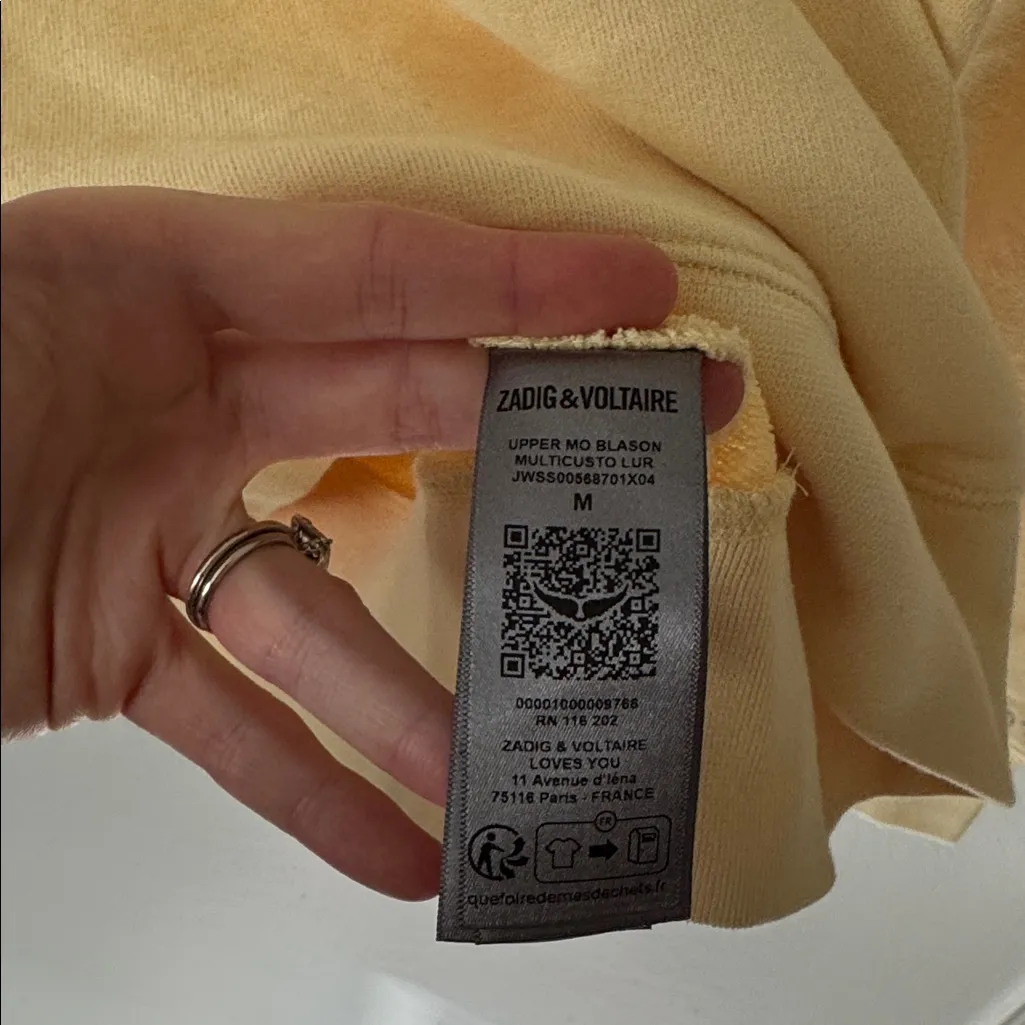 NWT Zadig & Voltaire M Upper Insignia Light Yellow Embroidered Sweatshirt - Image 9