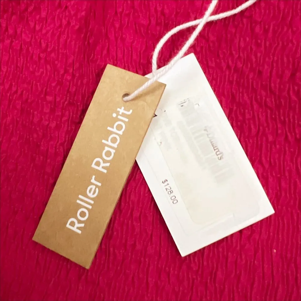 NWT Roller Rabbit Sleeveless Smocked Flutter Dove Top in Hot Pink Size Large - Image 7