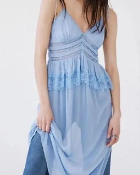 Free People Light Blue Kiki Slipdress Sz M - Image 3