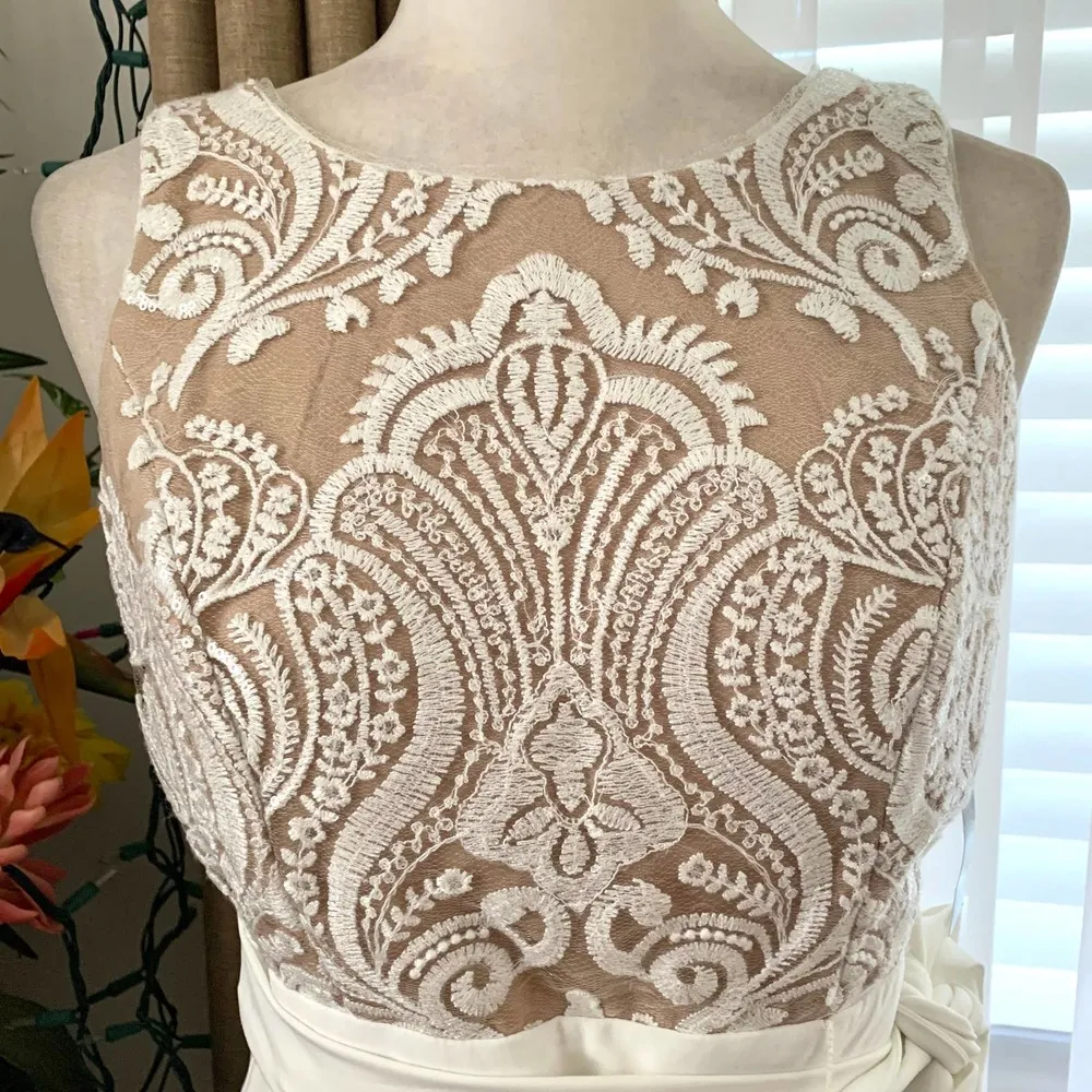 R & M Richards 3/$15  Embroidered Gown in Nude/Ivory *Small Stains* - Image 2