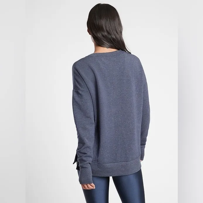 ATHLETA Balance Pullover Crewneck Sweatshirt in Navy Multi Nep Size L - Image 3