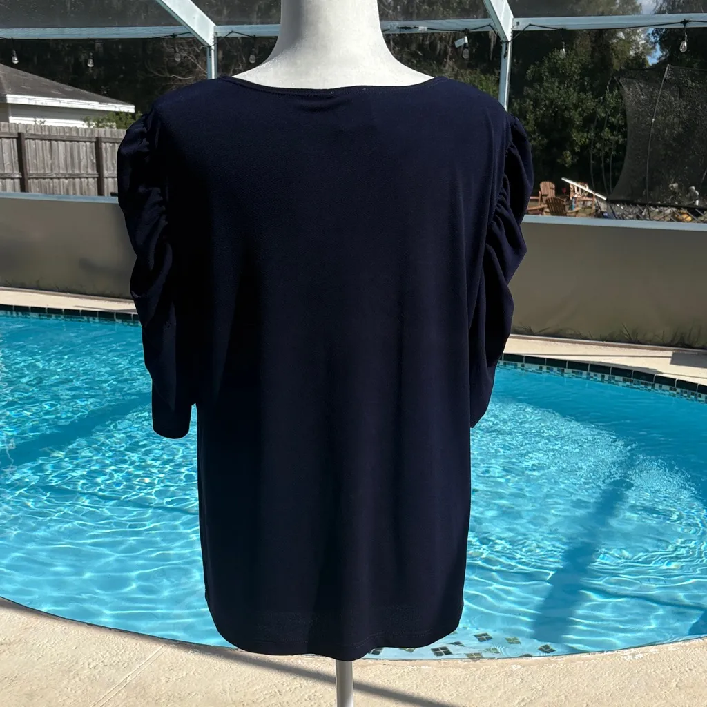 CeCe Elegant Navy Blue Women's Top - Image 3