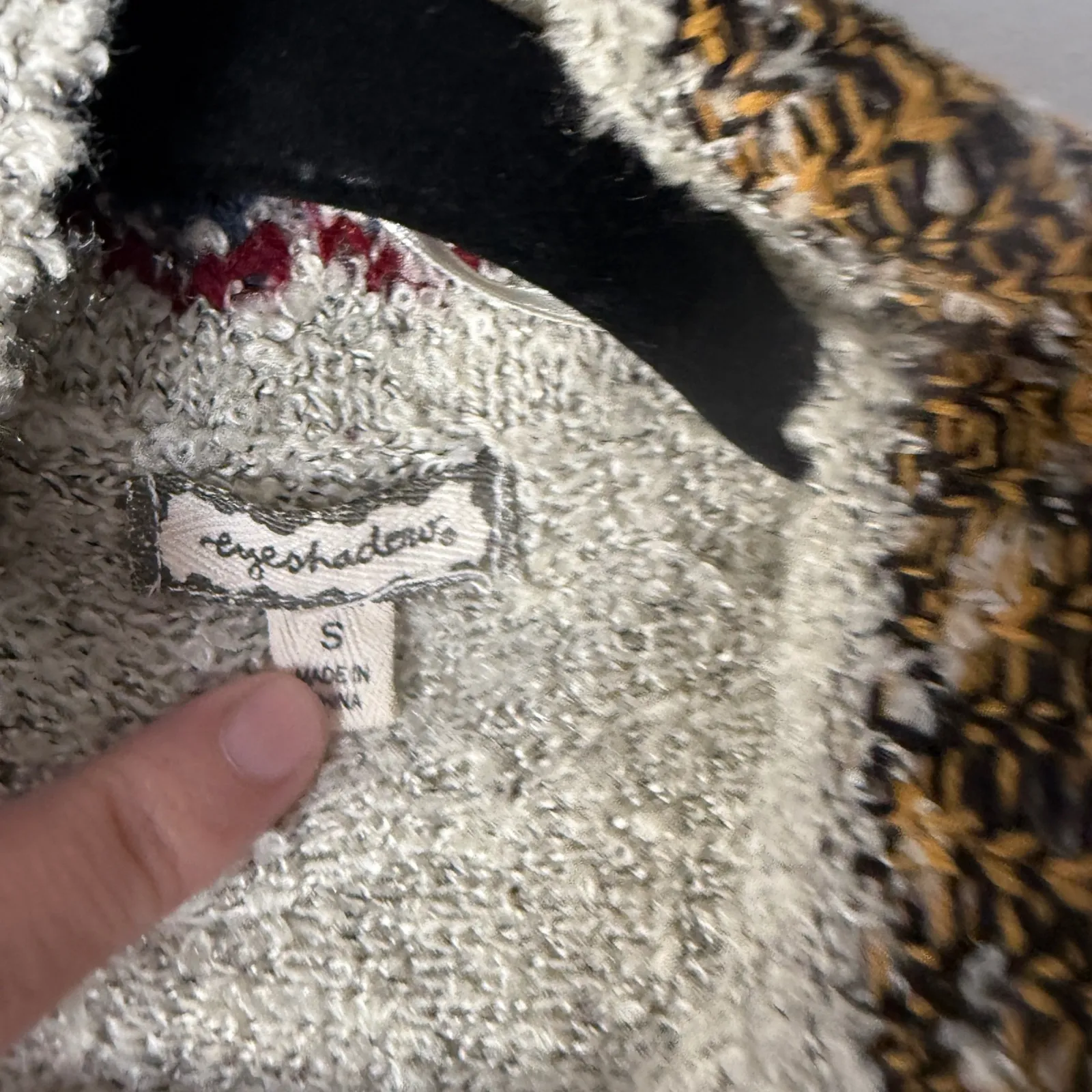 Eyeshadows Boho Geometric Fringe Kimono Cardigan Sweater Women's Small Western Gray - Image 9