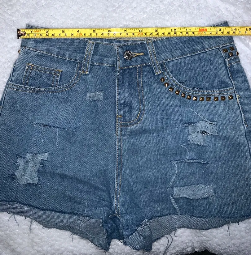 Vintage Rock N Roll Denim Shorts Blue Size M - Image 4