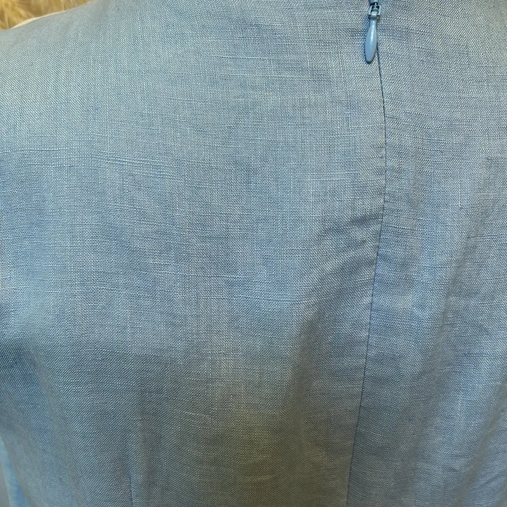 Lafayette 148 Color Block 100% Linen Maxi Sheath Dress Size 2 Blue - Image 7