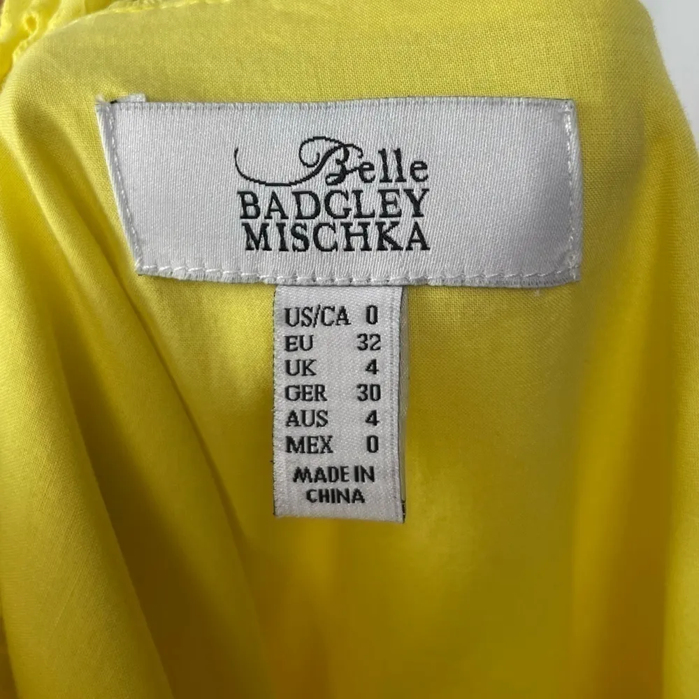 Belle‎ Badgley Mischka Dailey Eyelet Linen Shirt Dress in Yellow Size 0 - Image 7