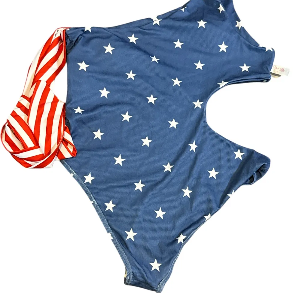 Pink Lily Americana One Shoulder Cut Out Swimsuit Tie Side Waist One Piece 2XL‎ - Image 8