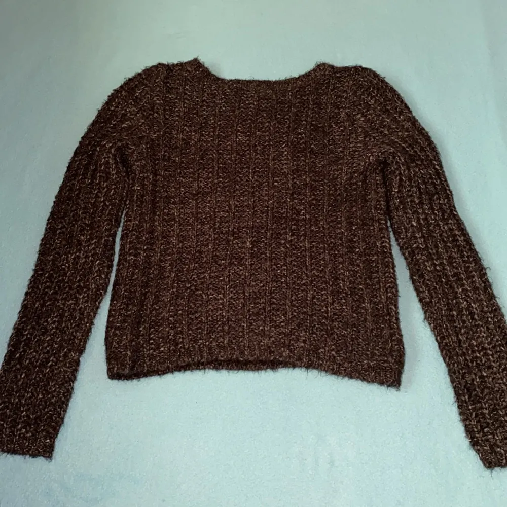 LOFT ANN TAYLOR cable knit fuzzy chunky long sleeve zip detail pullover size S - Image 2