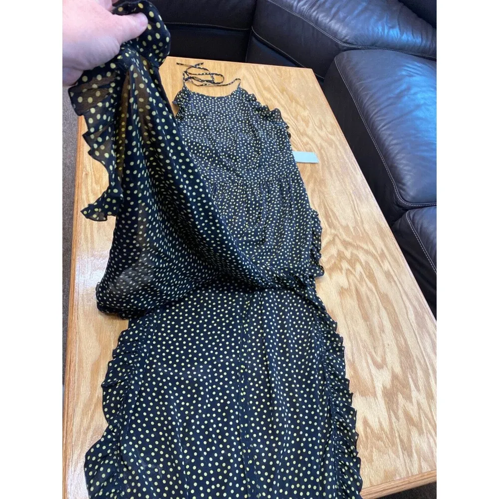 New Women's See by Chloe Beautiful Polka Dot Halter Ruffle Dress Black 36 (b75) - Image 4