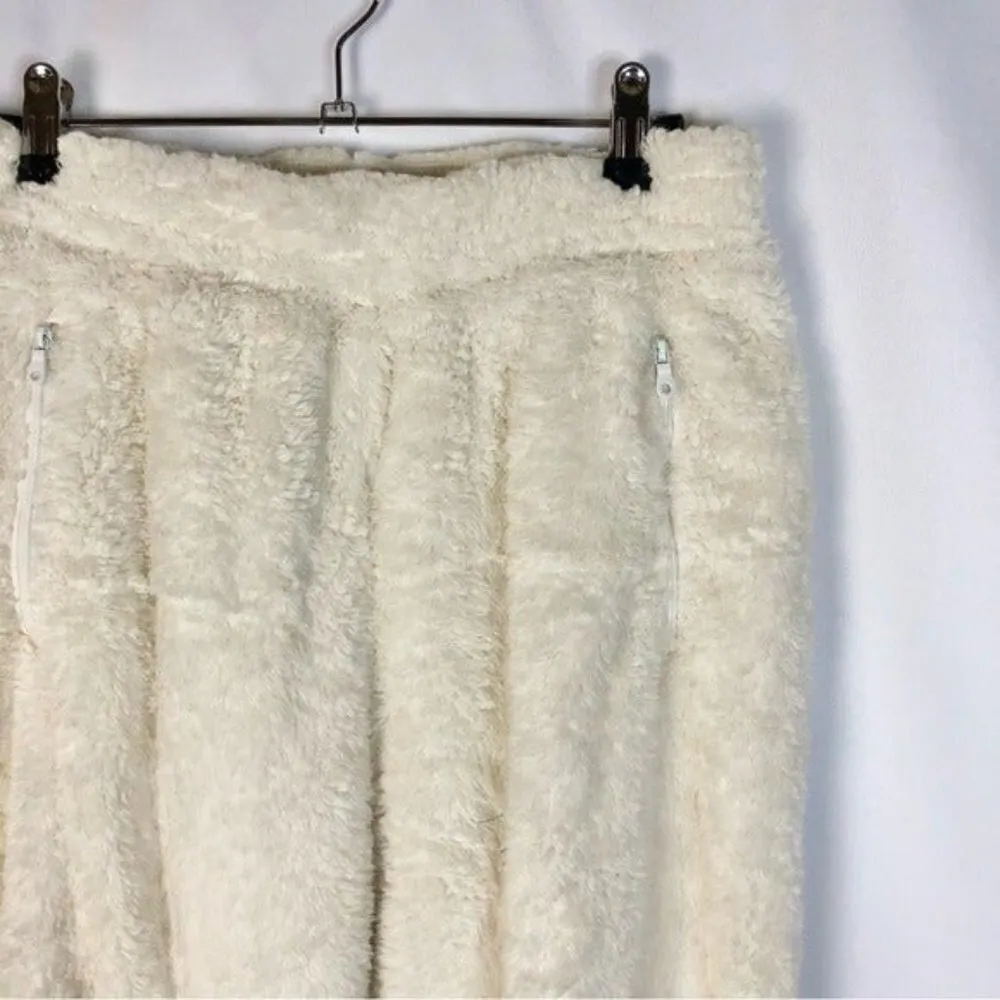 Aerie Offine Off White Fuzzy Sherpa Jogger Sweatpants S - Image 3