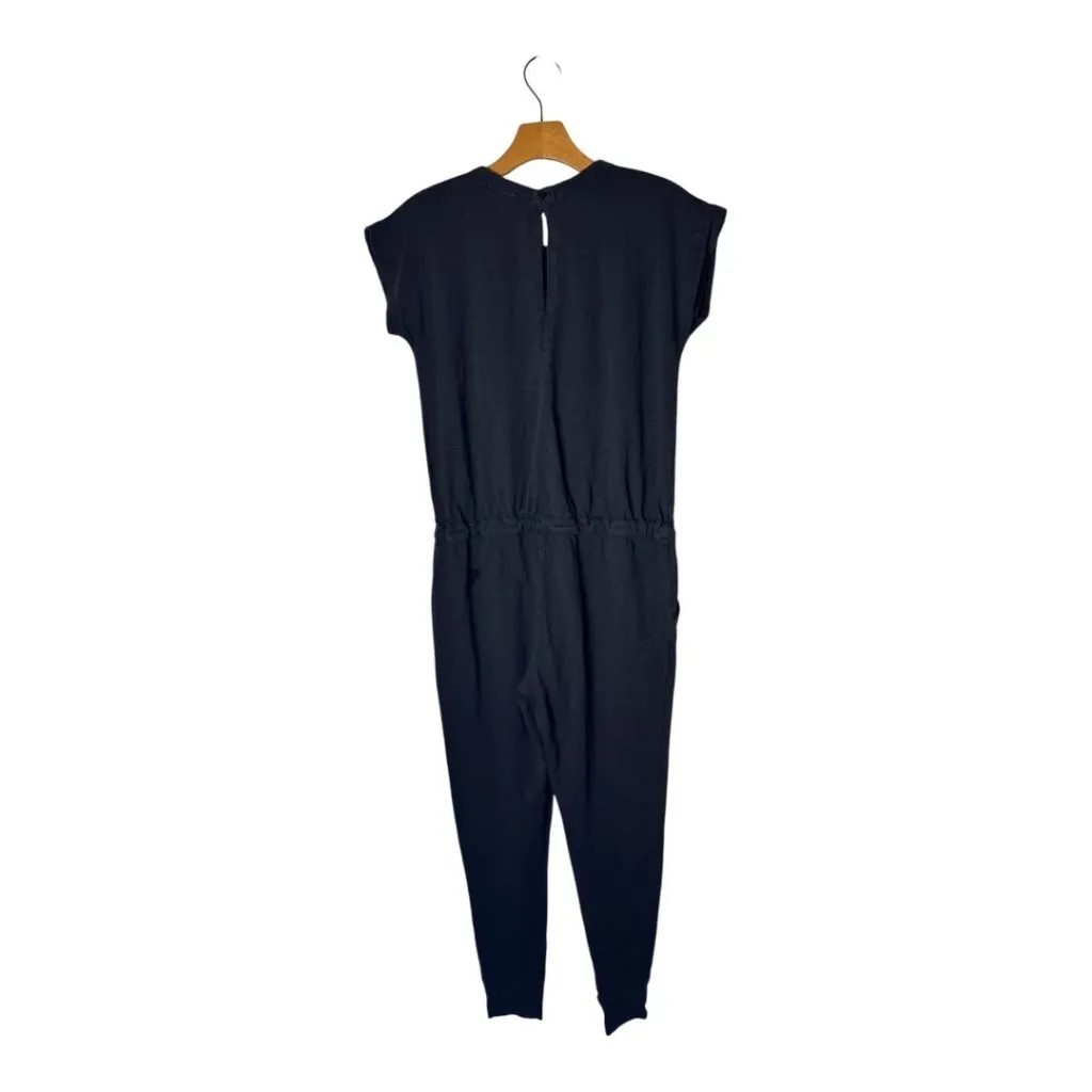Leallo Jumpsuit‎ Women XS Black Cotton Cross Back Jogger Hem Athleisure Comfy - Image 3