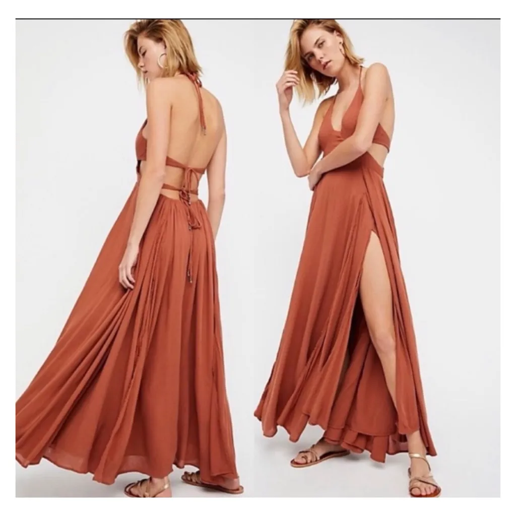 Free People Lille layered maxi dress bronze XS NEW - Image 2