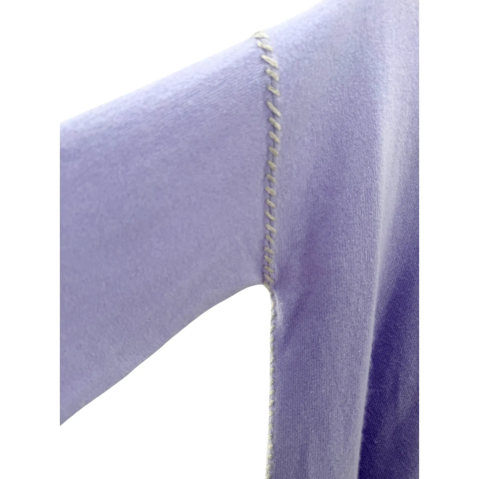 JOHNNY WAS Amber Stitched Pullover Cashmere Boat Neck Sweater Light Purple M - Image 8