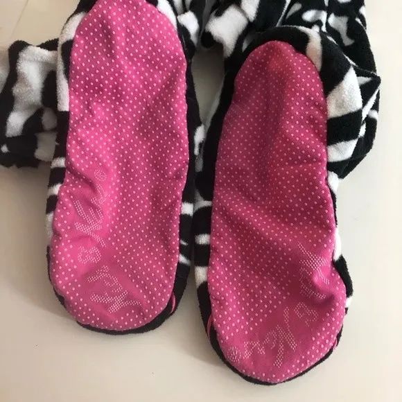 NICK & NORA Zebra Pajamas with Feet One Piece Footie Womens Size Medium - Image 8