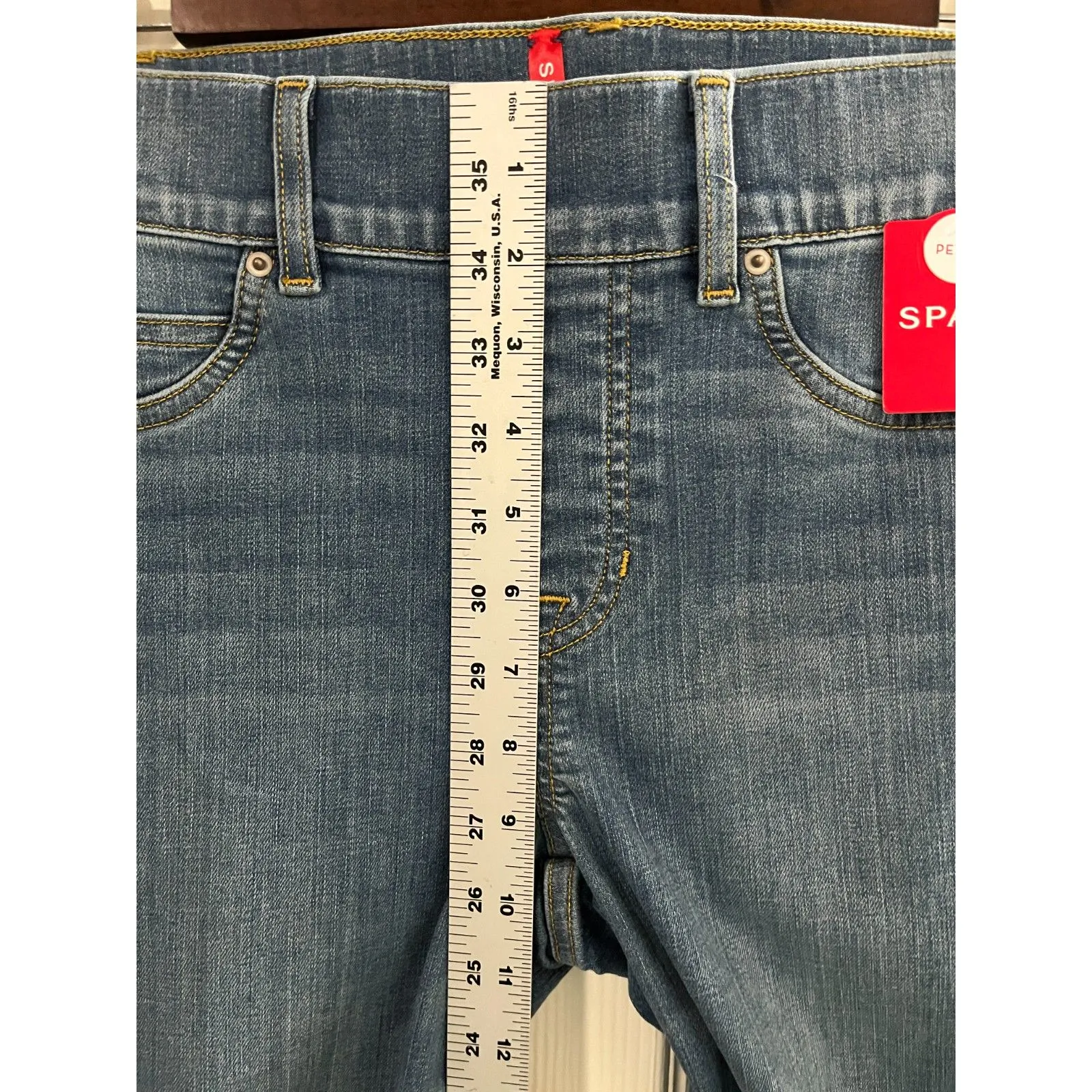 Spanxs Flare Jeans Size Small Vintage Indigo 70s Premium Stretch - Image 9