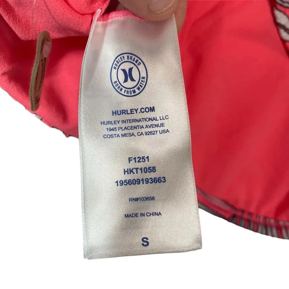 NWT Hurley Tropical Ribbed Twist-Back High Neck Bikini Top in Pink Size S - Image 11