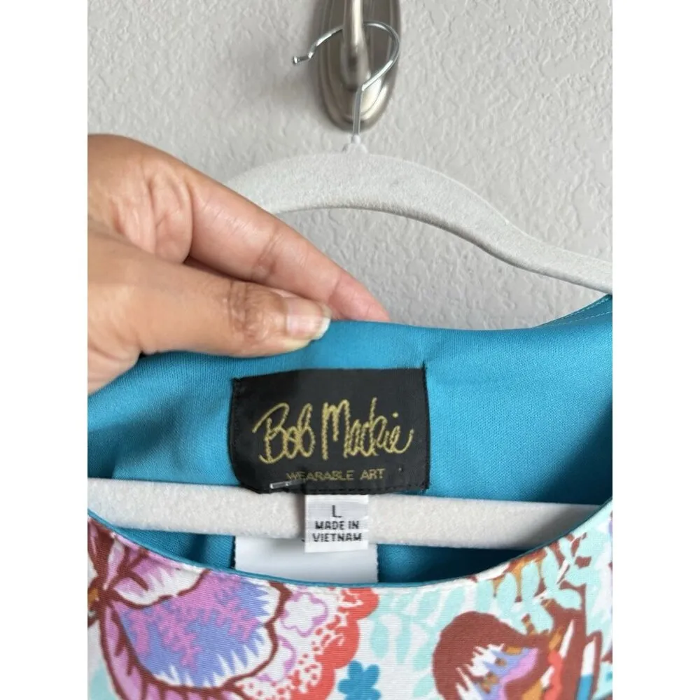 Bob Mackie Wearable Art Paisley‎ Floral Midi Dress Women’s Size L Colorful Artsy - Image 8