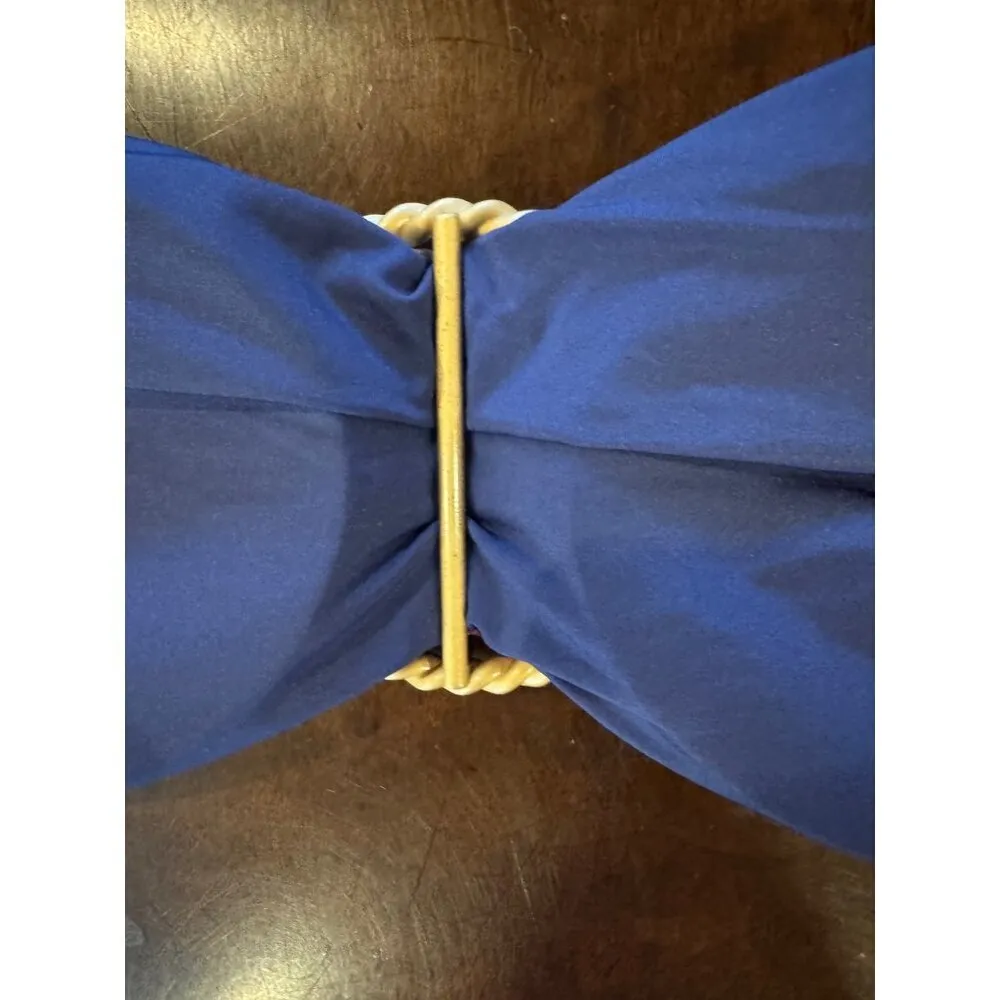 Onia Bikini Top Women Small‎ Navy Blue Floral Print Buckle Bandeau NWT - Image 8