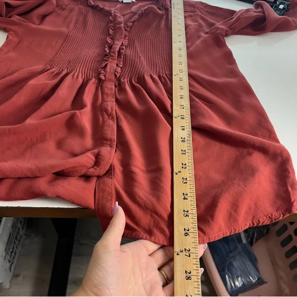 Sundance Terracotta Rust Pullover Hippie Pleated Ruffle Blouse Size XS - Image 6
