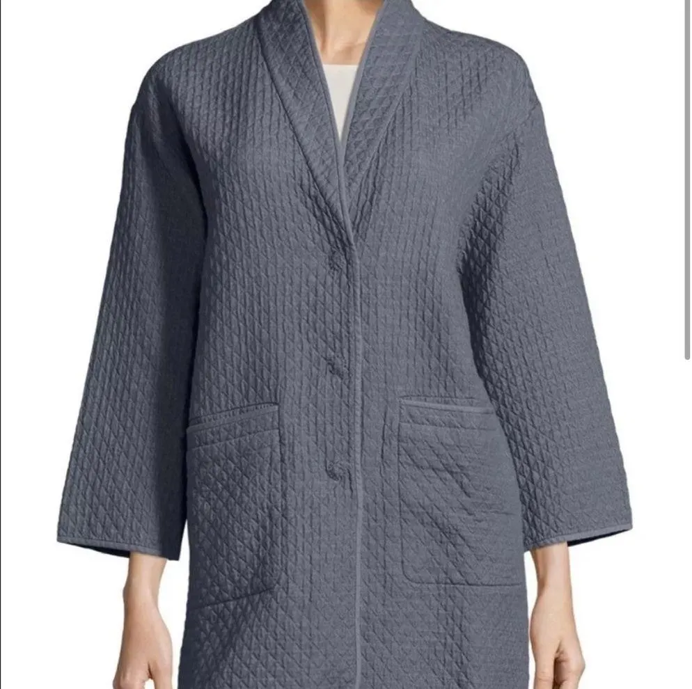 EILEEN FISHER Quilted Jacket Shawl Collar Organic Cotton XXS - Image 10