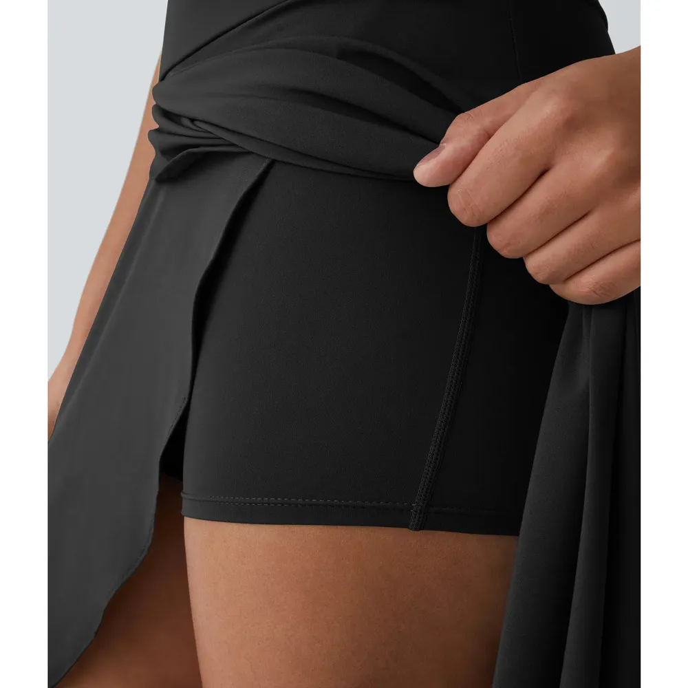 Halara Breezeful High Low Ruffle Flowy Quick Dry Casual Maxi Skirt Black L - Image 4