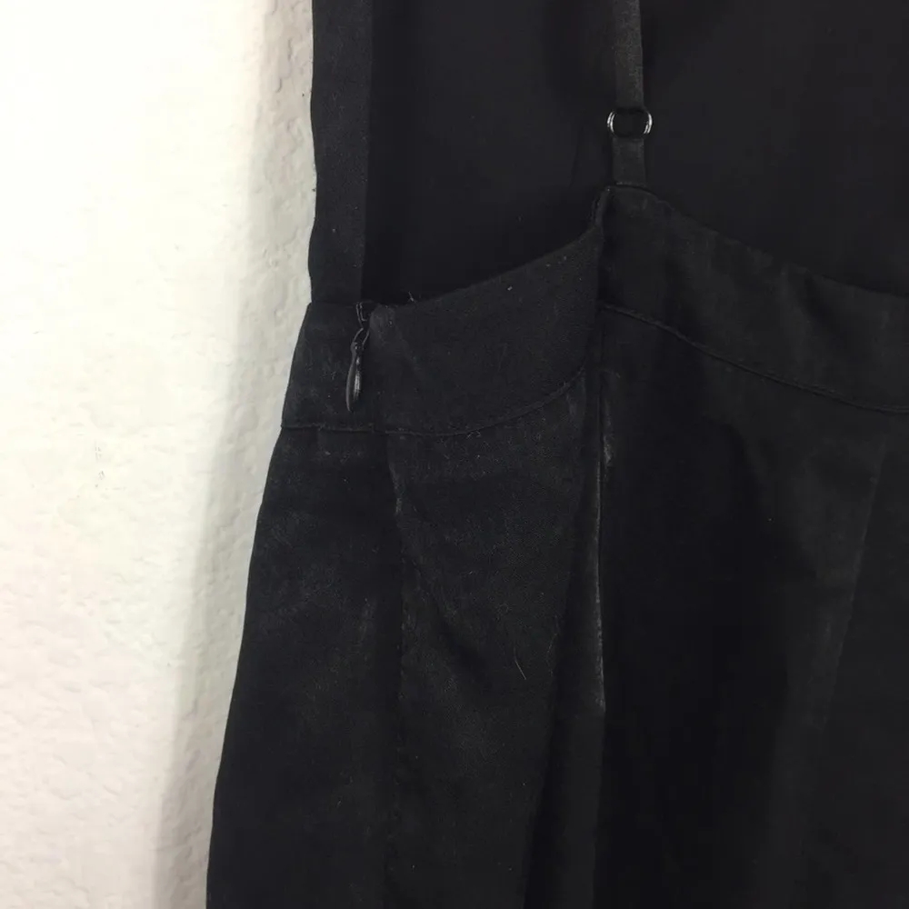 Nasty Gal Black Satin Open Back Surplice Cocktail Tapered Jumpsuit Small - Image 11